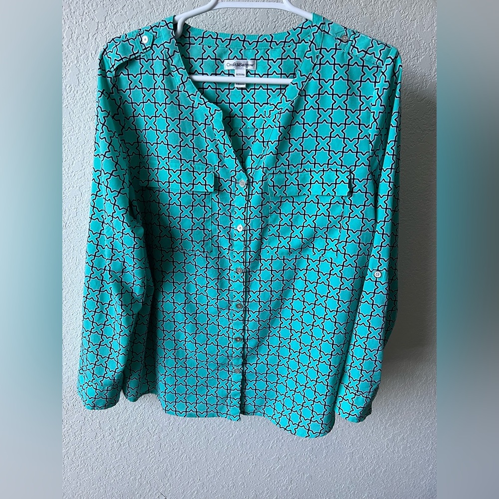 Aqua Button Down Blouse